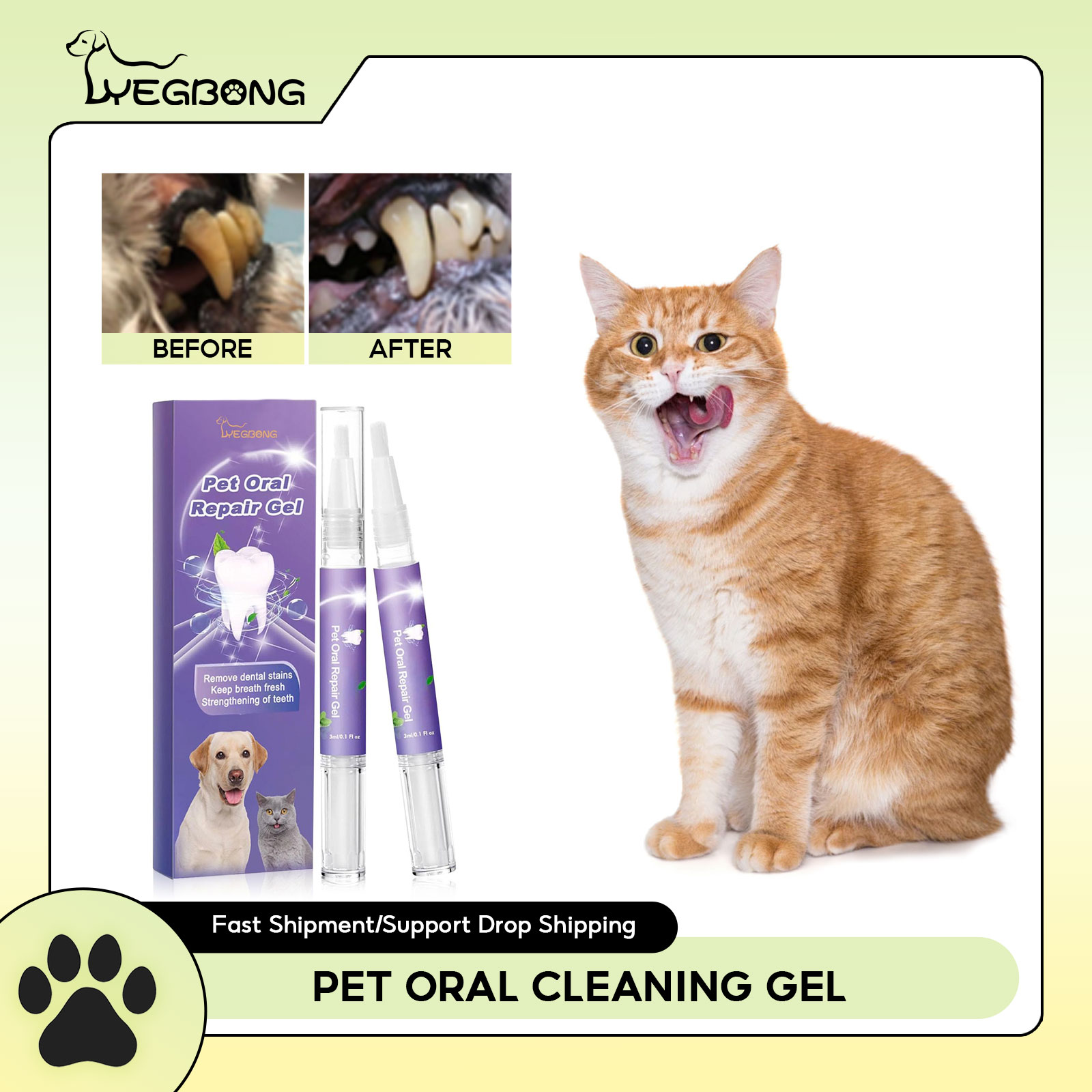 Teeth Whitening Gel Peroxide - Gel de réparation orale pour animaux