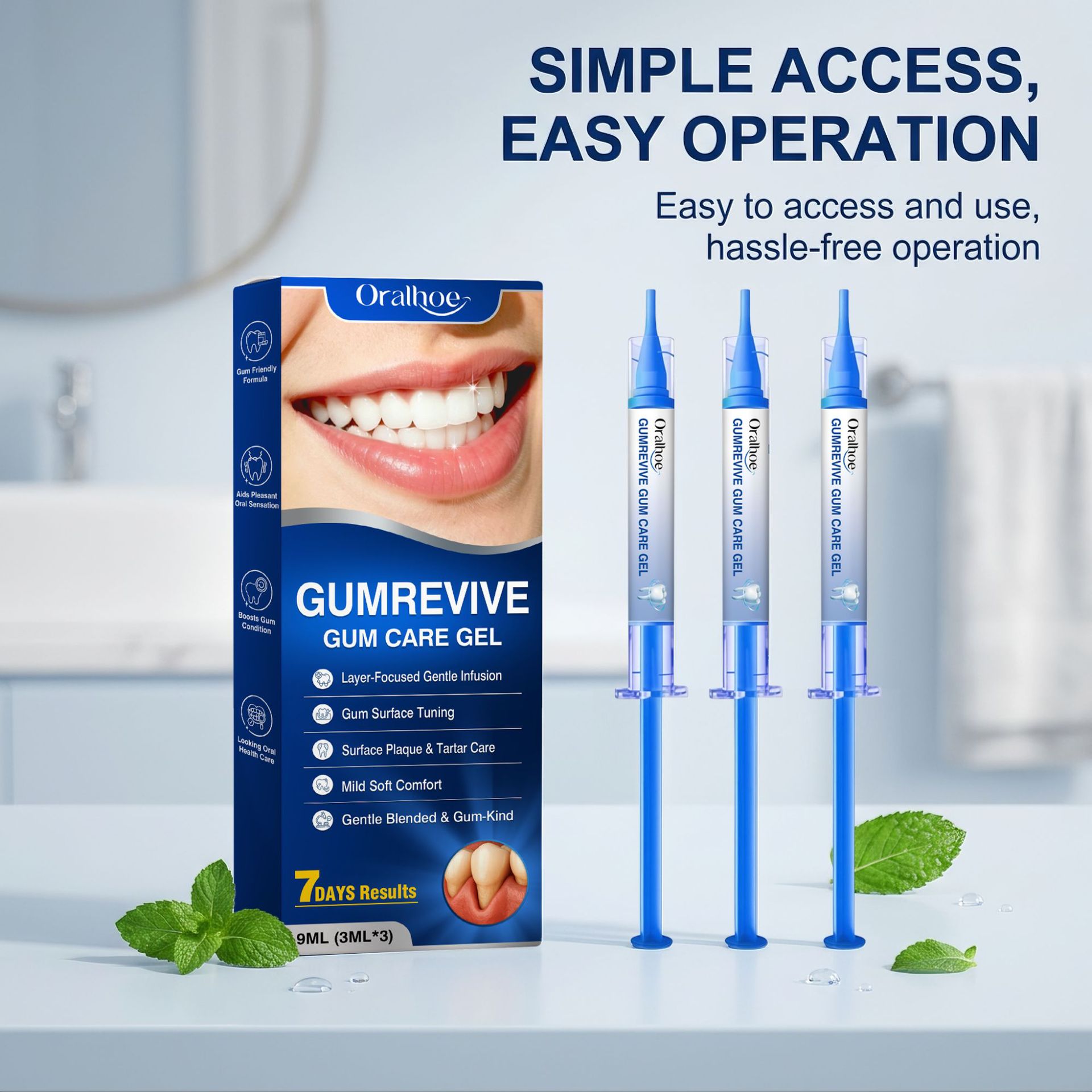 Teeth Whitening Gel Peroxide - Gel de soin buccal, kit de